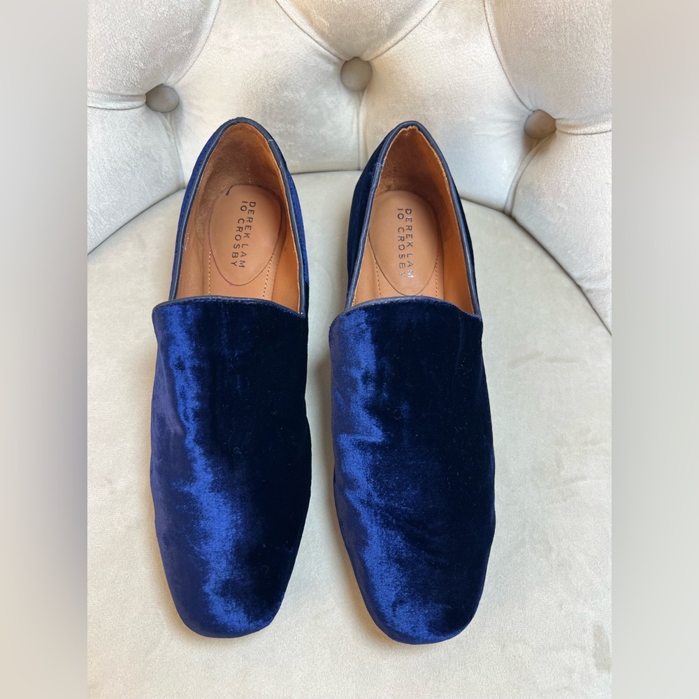 10 Crosby Derek Lam woman Navy Velvet Slip-Ons Size 6 1/2 M